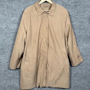 London Fog Womens Size 3X Overcoat Jacket Tan Beige Nylon Blend Water Repellent